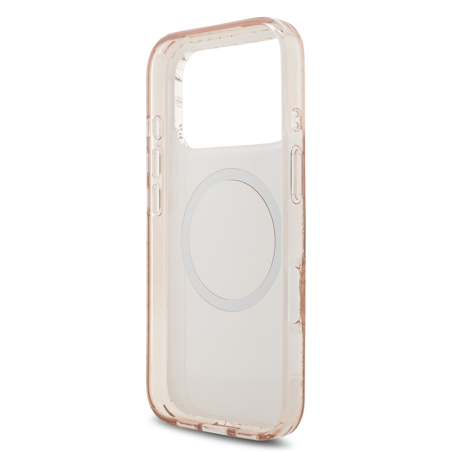 Guess IML Flowers Allover Strap MagSafe Zadní Kryt pro iPhone 17 Pro Pink