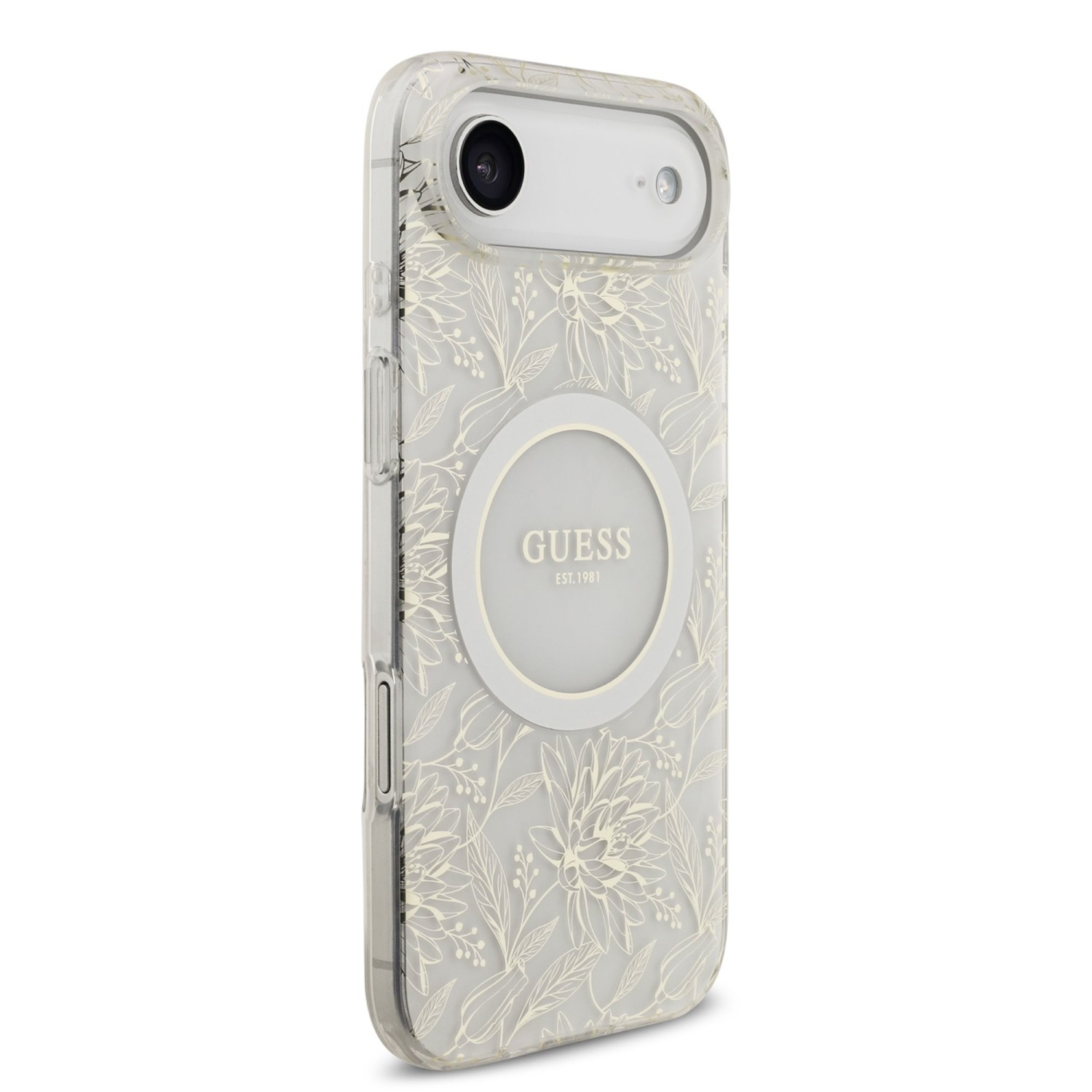 Guess IML Flowers Allover Strap MagSafe Zadní Kryt pro iPhone 17 Air White