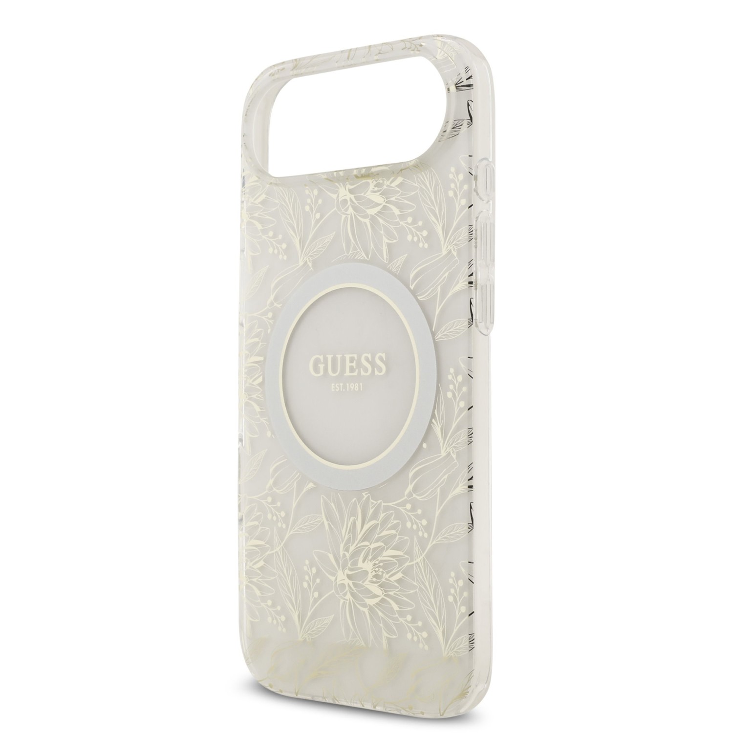 Guess IML Flowers Allover Strap MagSafe Zadní Kryt pro iPhone 17 Air White