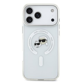 Zadný kryt Karl Lagerfeld IML K&amp;CH Heads Metal Frame MagSafe pre Apple iPhone 17 Pro Max, transparentný