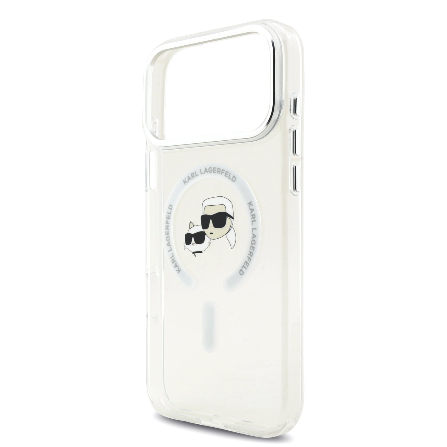 Karl Lagerfeld IML K&CH Heads Metal Frame MagSafe Zadní Kryt pro iPhone 17 Pro Max Transparent