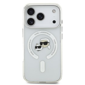 Zadný kryt Karl Lagerfeld IML K&amp;CH Heads Metal Frame MagSafe pre Apple iPhone 17 Pro, transparentný