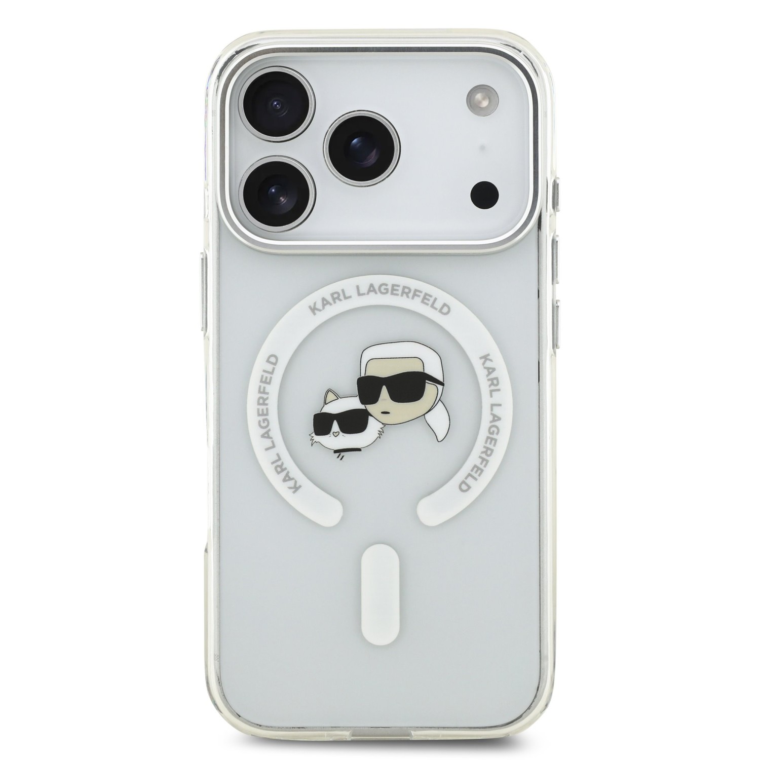 Karl Lagerfeld IML K&CH Heads Metal Frame MagSafe Zadní Kryt pro iPhone 17 Pro Transparent