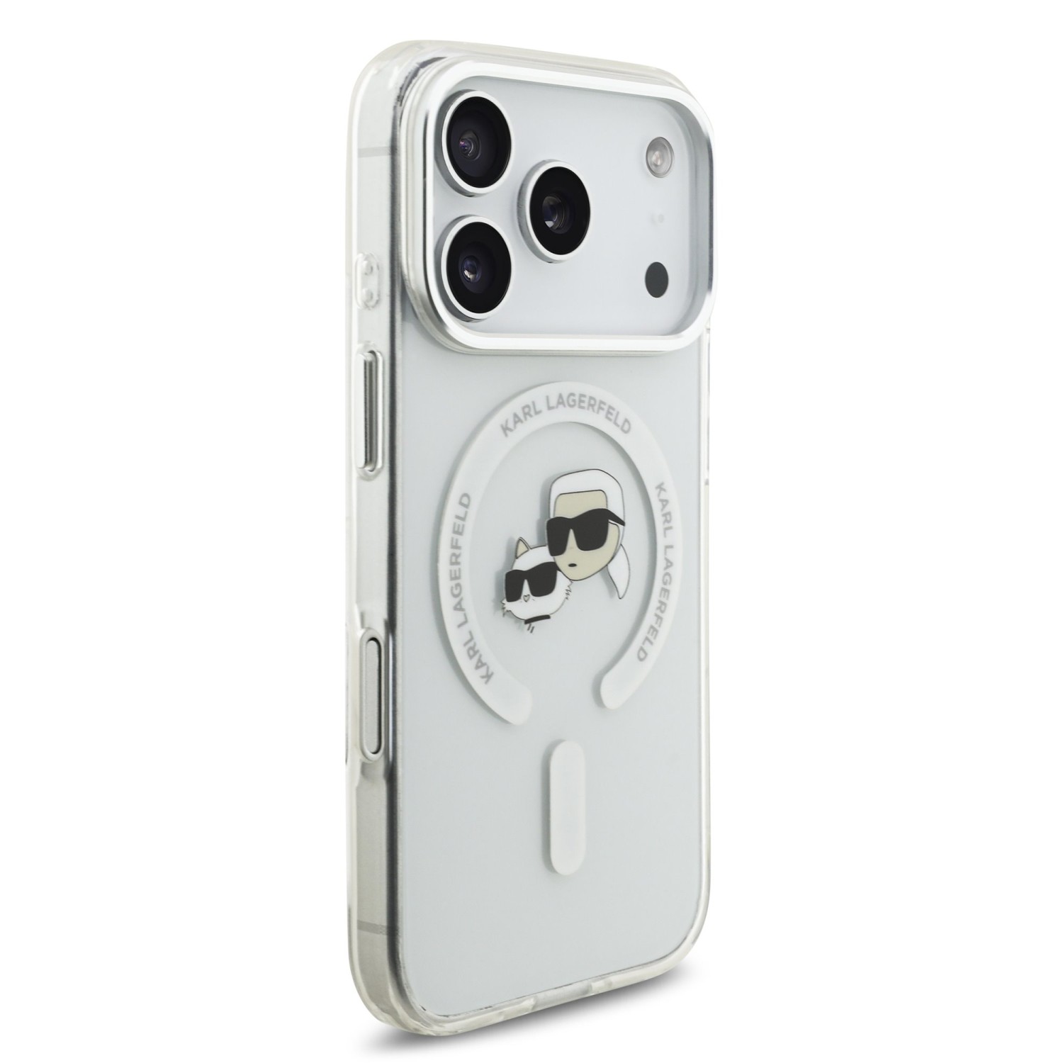Karl Lagerfeld IML K&CH Heads Metal Frame MagSafe Zadní Kryt pro iPhone 17 Pro Transparent