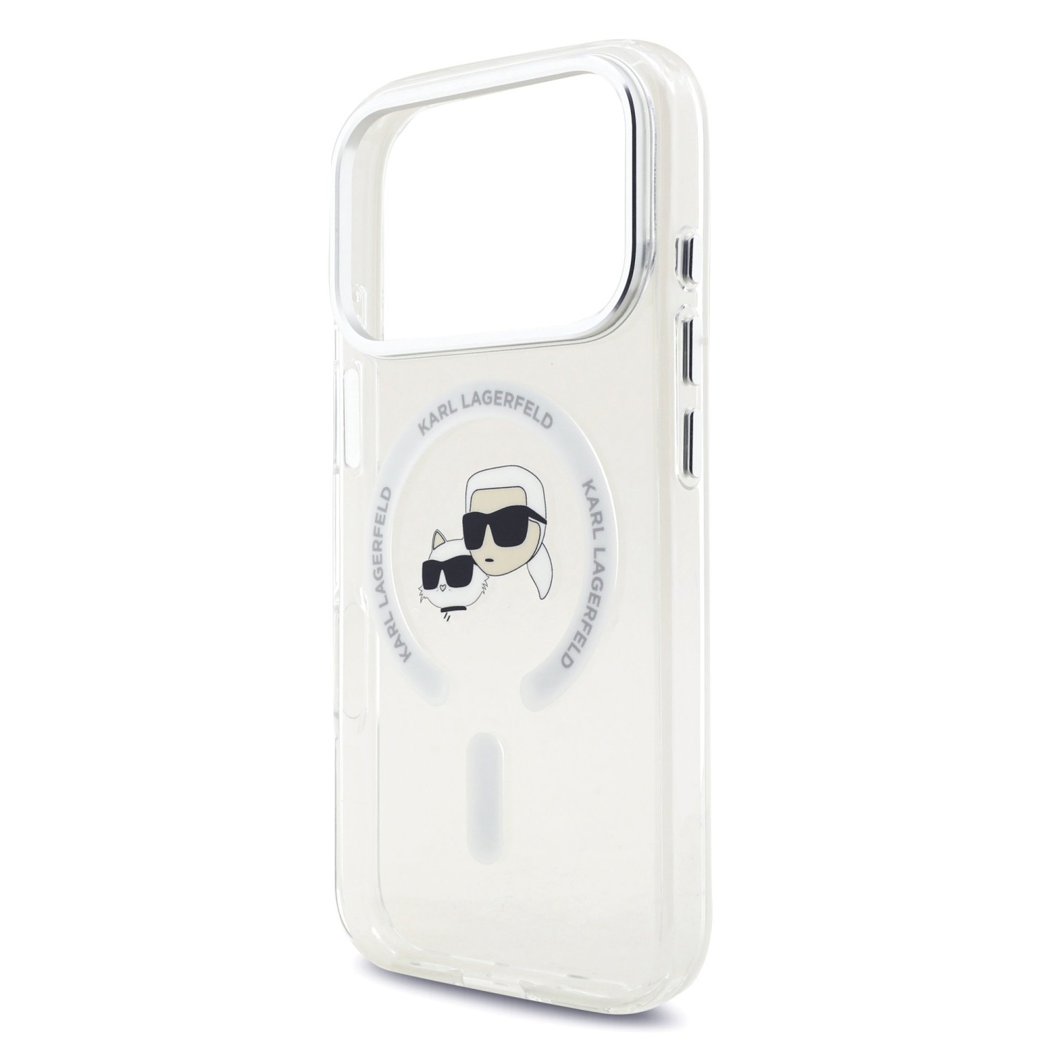 Karl Lagerfeld IML K&CH Heads Metal Frame MagSafe Zadní Kryt pro iPhone 17 Pro Transparent