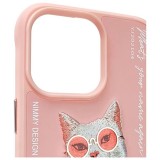 NIMMY case GLASSES COOL CAT for IPHONE 15 Pro Max pink