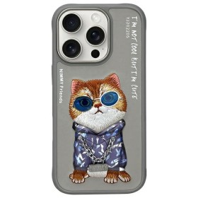 Zadný kryt NIMMY case GLASSES COOL CAT pre Apple iPhone 16 Pro Max, sivá