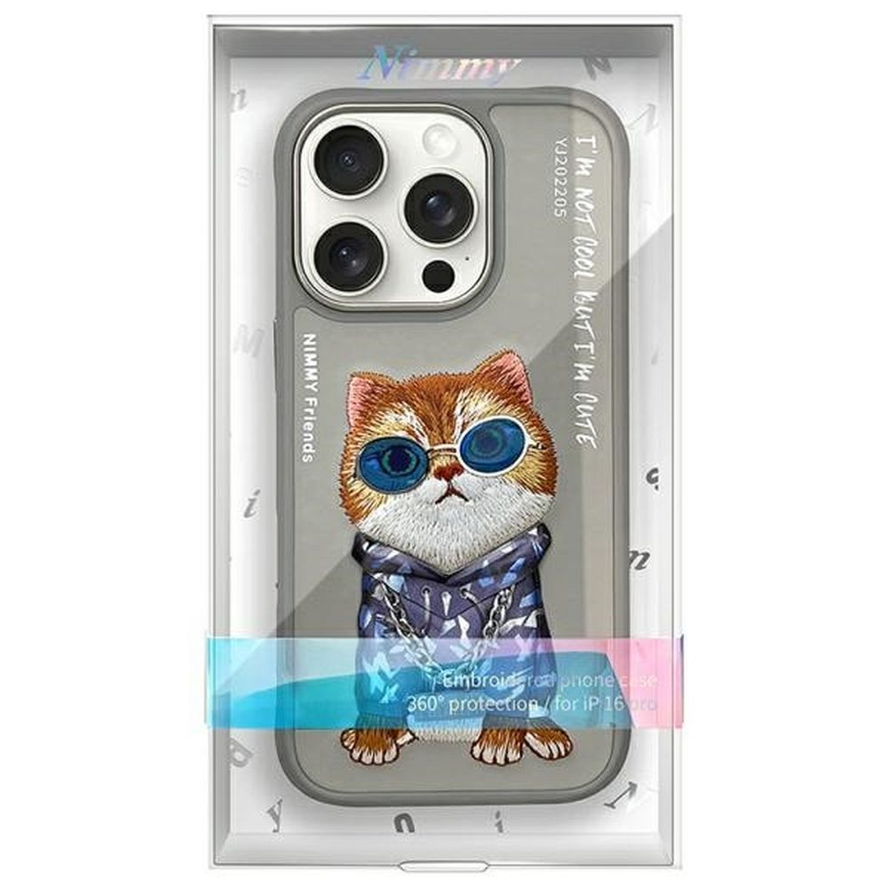 NIMMY case GLASSES COOL CAT for IPHONE 16 Pro Max gray