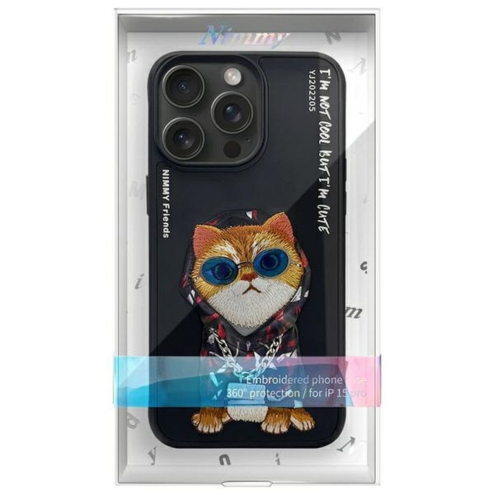 NIMMY case GLASSES COOL CAT for IPHONE 15 Pro Max black