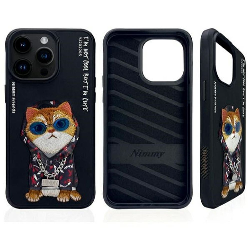 NIMMY case GLASSES COOL CAT for IPHONE 15 Pro Max black