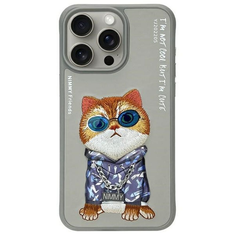 NIMMY case GLASSES COOL CAT for IPHONE 15 Pro gray