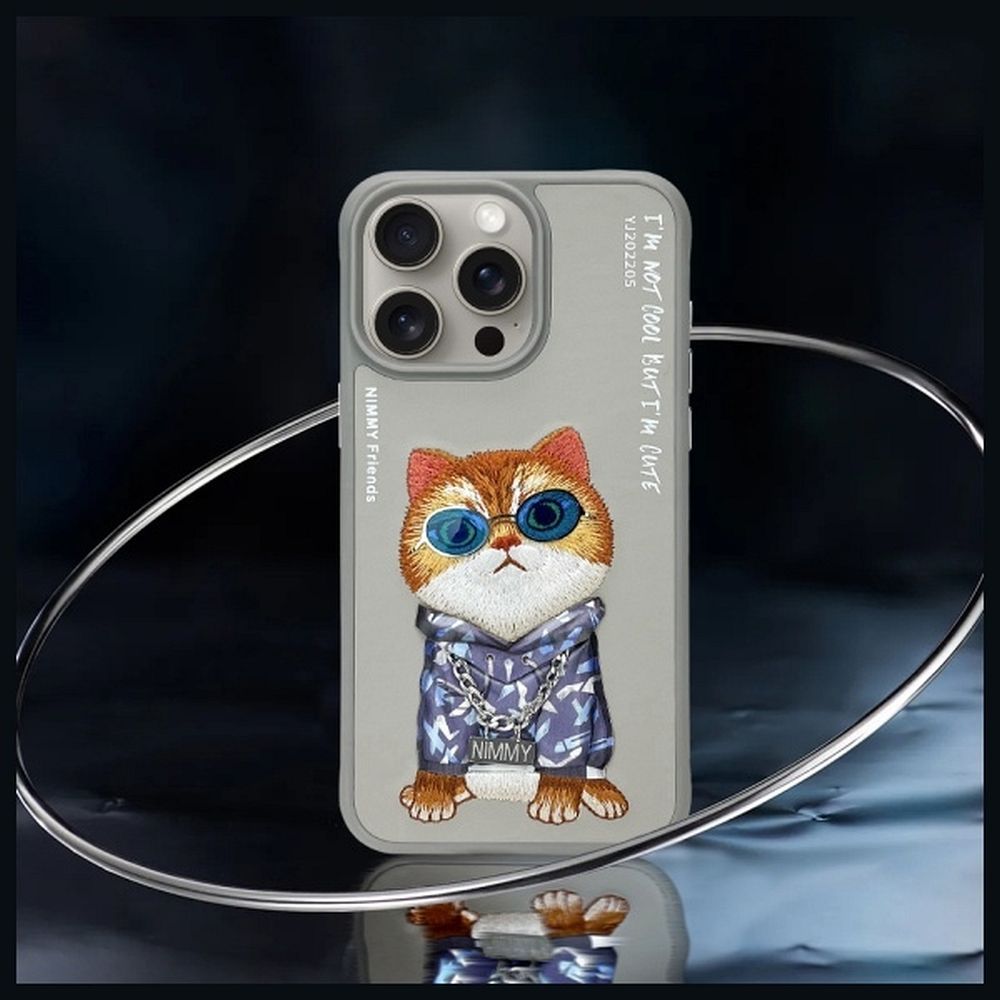 NIMMY case GLASSES COOL CAT for IPHONE 15 Pro gray