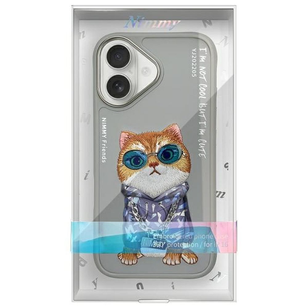 NIMMY case GLASSES COOL CAT for IPHONE 16 gray