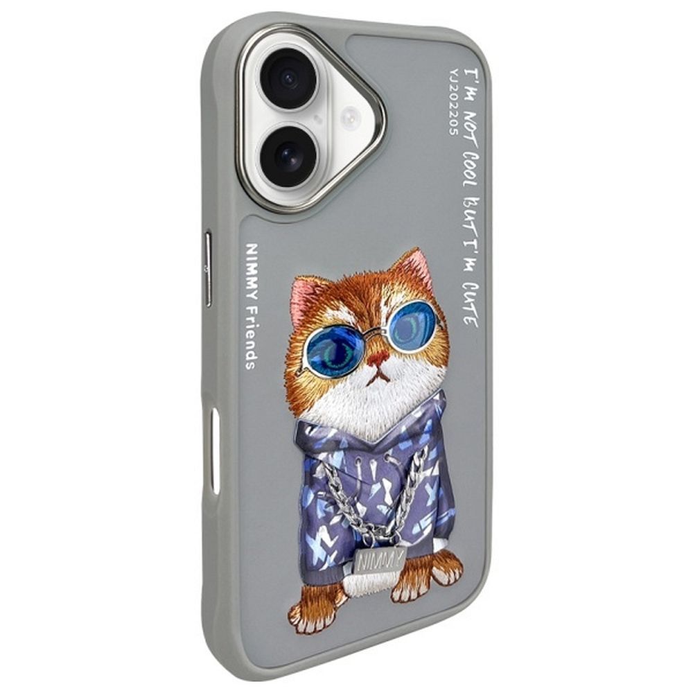NIMMY case GLASSES COOL CAT for IPHONE 16 gray