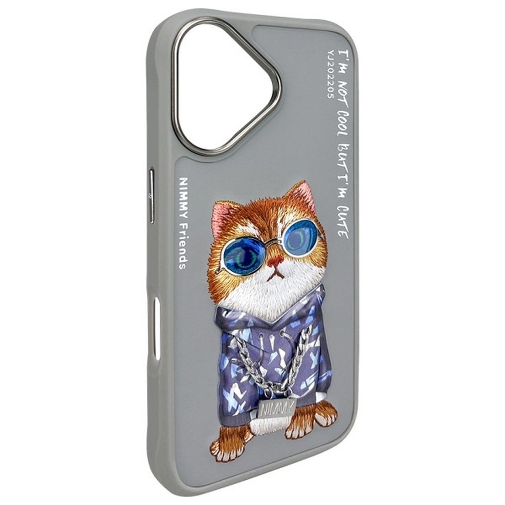 NIMMY case GLASSES COOL CAT for IPHONE 16 gray