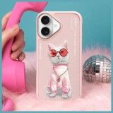 NIMMY case GLASSES COOL CAT for IPHONE 16 pink