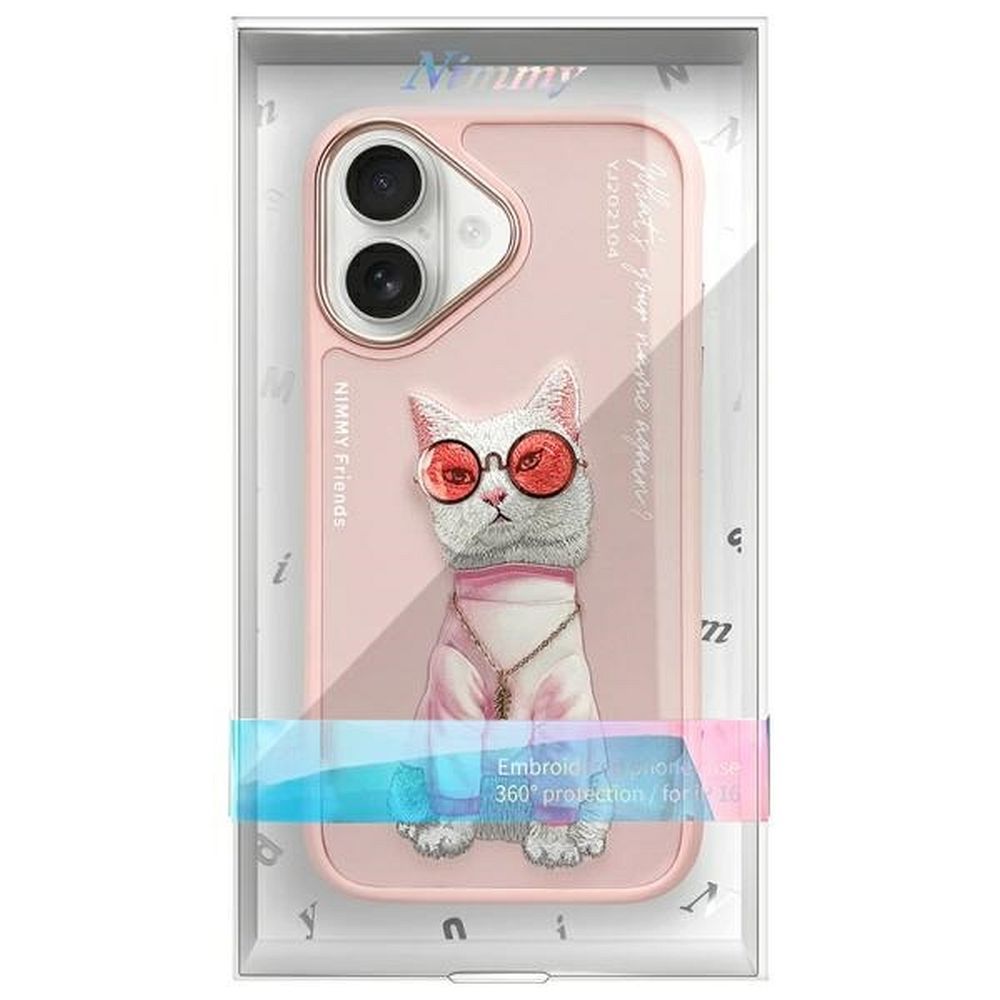 NIMMY case GLASSES COOL CAT for IPHONE 16 pink