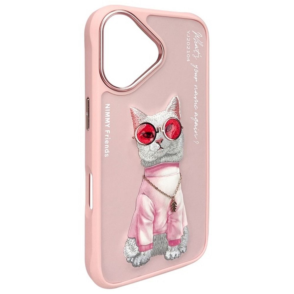 NIMMY case GLASSES COOL CAT for IPHONE 16 pink