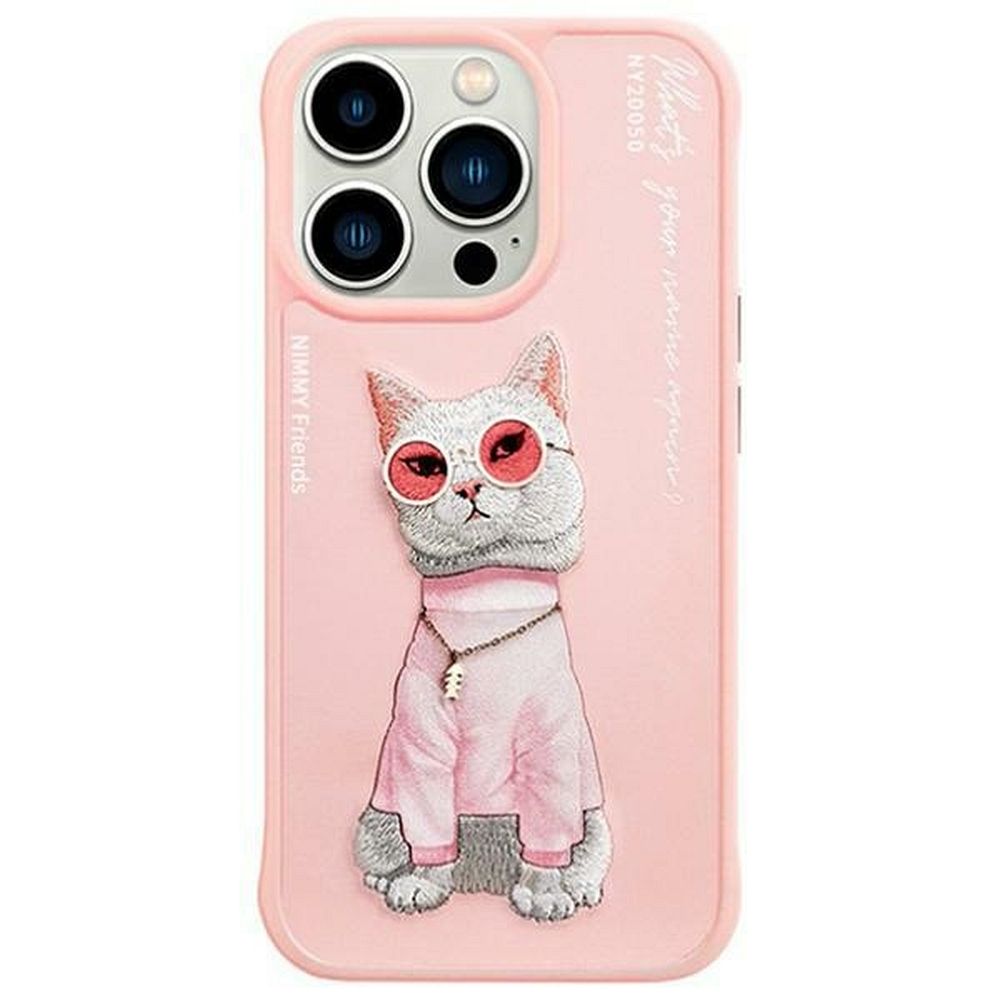 NIMMY case GLASSES COOL CAT for IPHONE 15 Pro pink