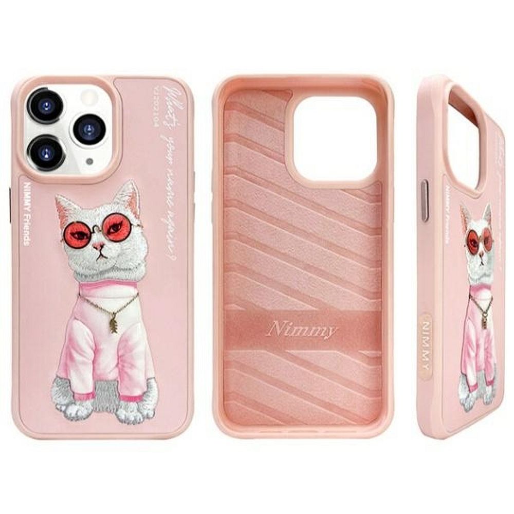 NIMMY case GLASSES COOL CAT for IPHONE 15 Pro pink