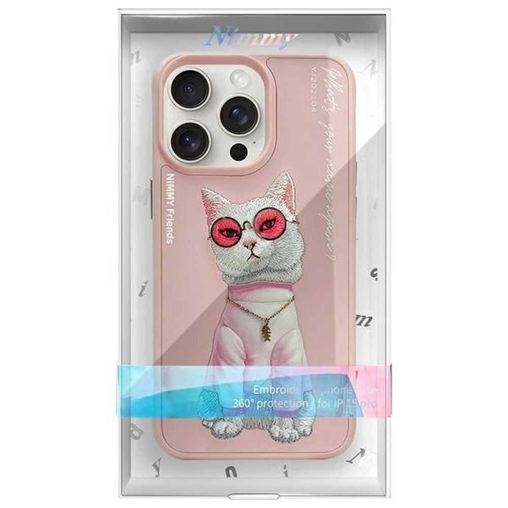 NIMMY case GLASSES COOL CAT for IPHONE 15 Pro pink