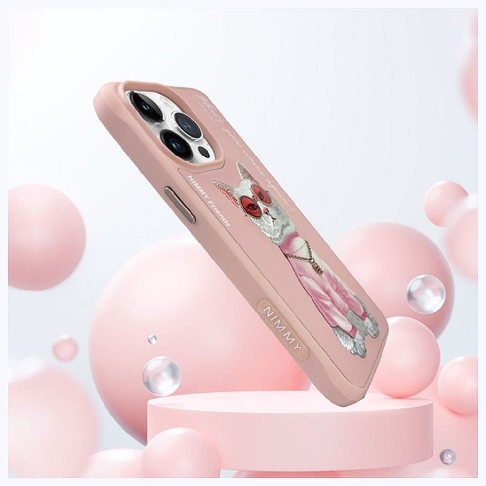 NIMMY case GLASSES COOL CAT for IPHONE 15 Pro pink