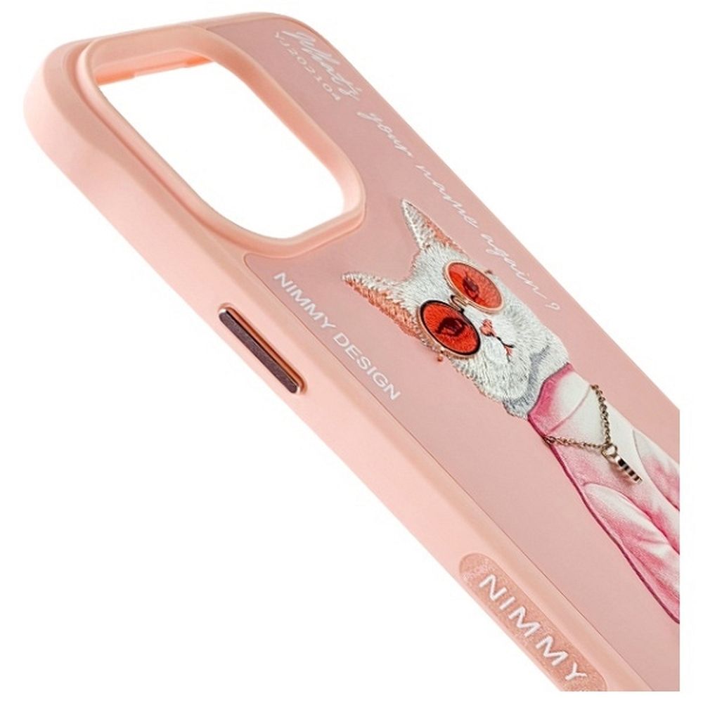 NIMMY case GLASSES COOL CAT for IPHONE 15 Pro pink