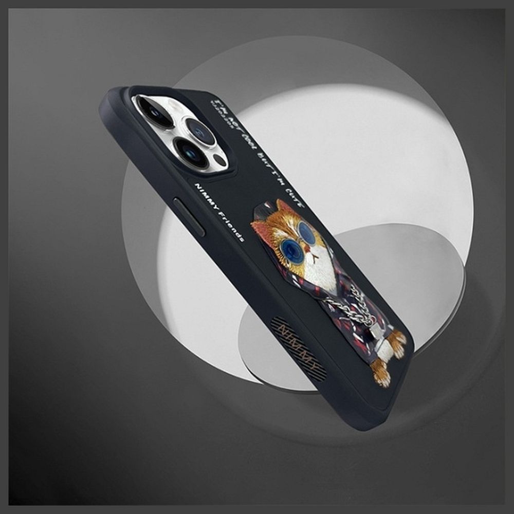 NIMMY case GLASSES COOL CAT for IPHONE 15 Pro black