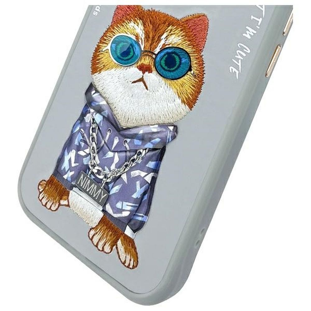 NIMMY case GLASSES COOL CAT for IPHONE 15 gray