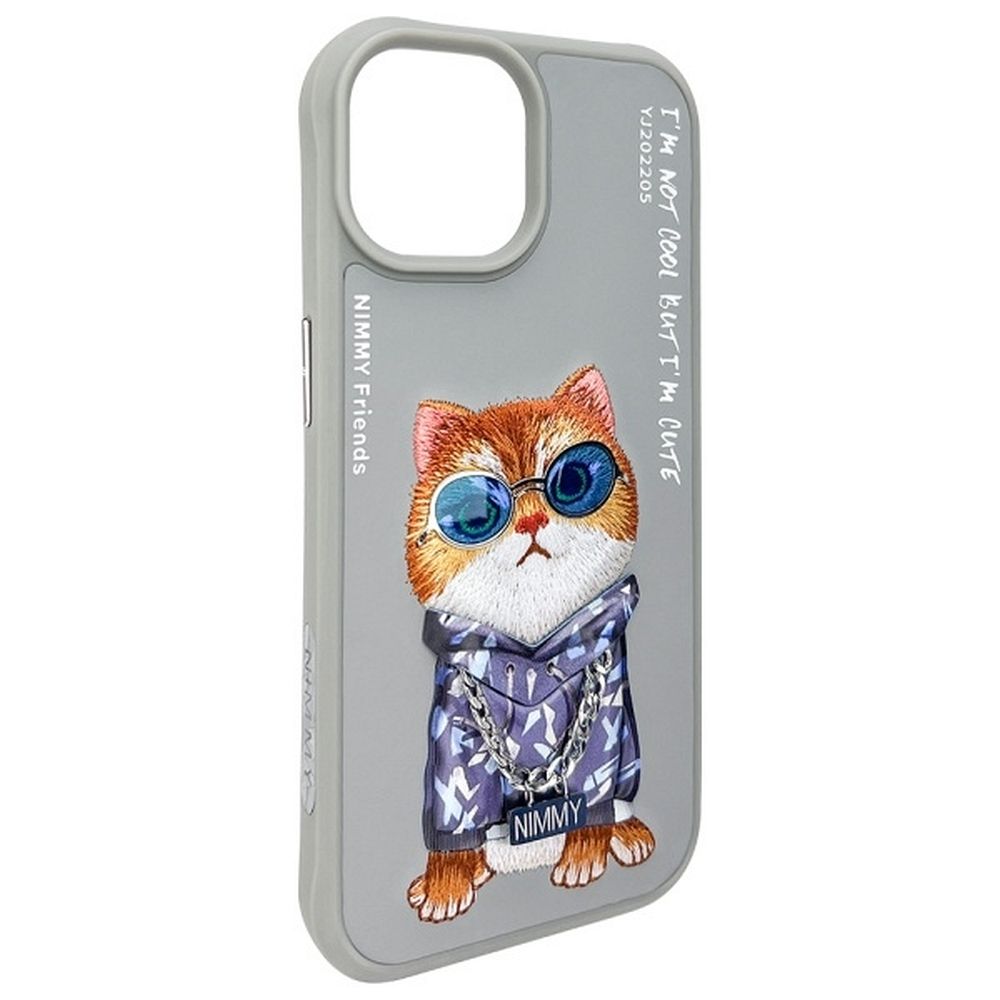 NIMMY case GLASSES COOL CAT for IPHONE 15 gray