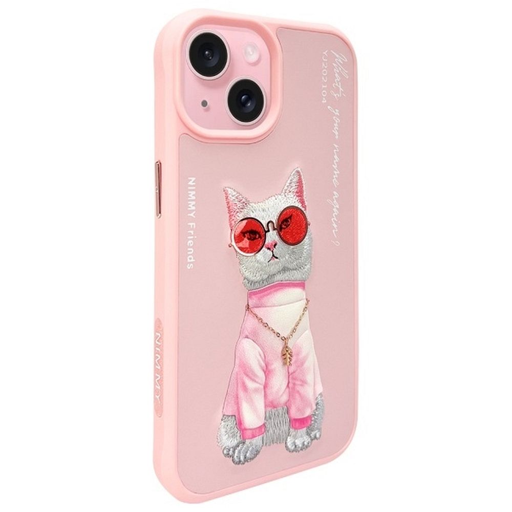 Zadný kryt NIMMY case GLASSES COOL CAT pre Apple iPhone 15, ružová