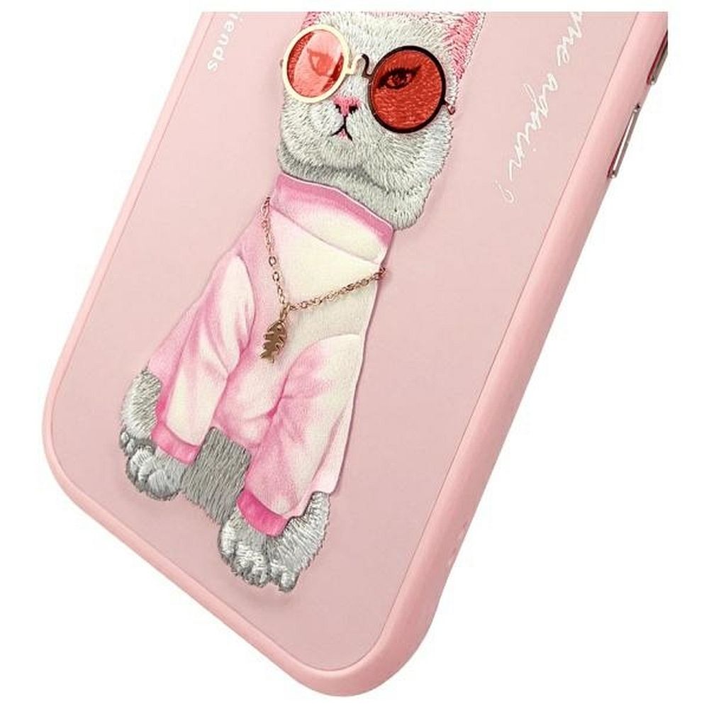 Zadný kryt NIMMY case GLASSES COOL CAT pre Apple iPhone 15, ružová