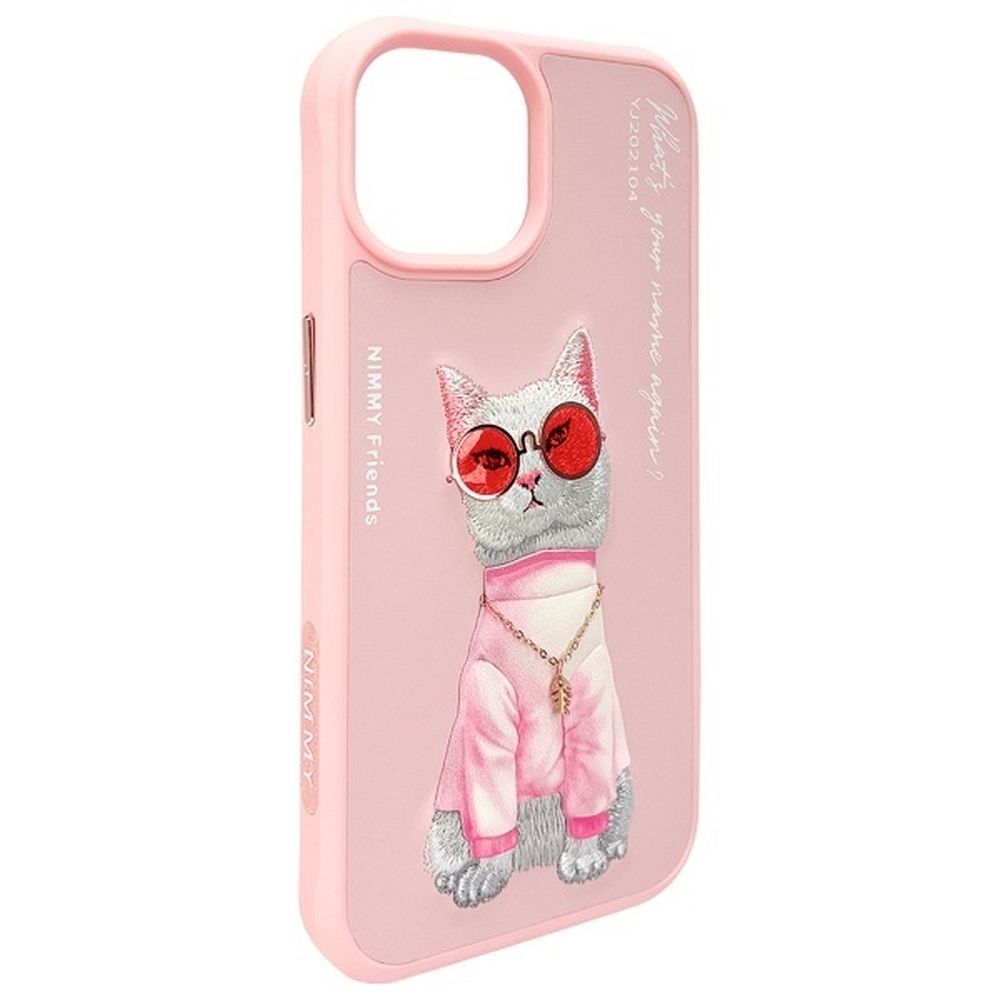 Zadný kryt NIMMY case GLASSES COOL CAT pre Apple iPhone 15, ružová