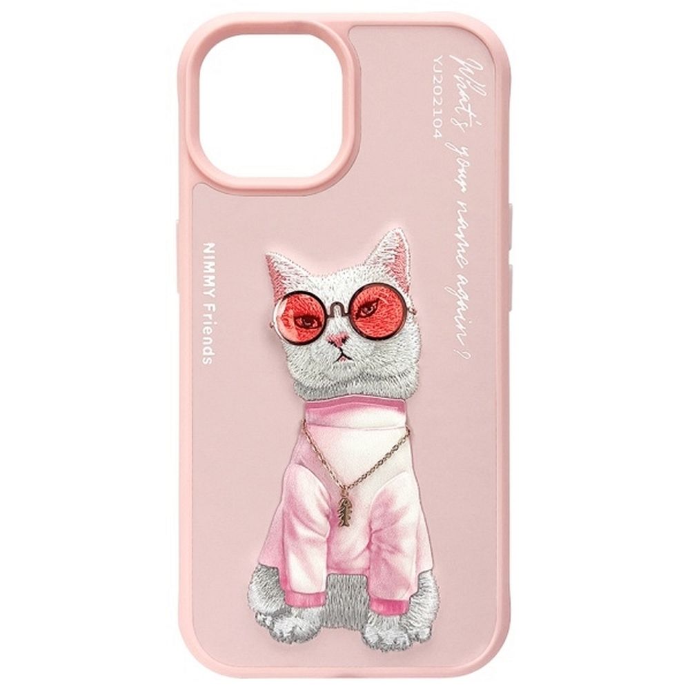 Zadný kryt NIMMY case GLASSES COOL CAT pre Apple iPhone 15, ružová