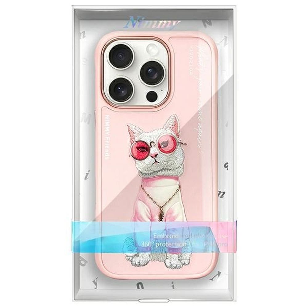 NIMMY case GLASSES COOL CAT for IPHONE 16 Pro pink