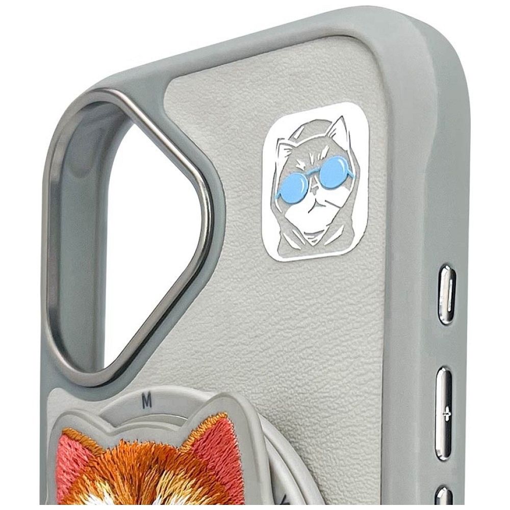 NIMMY case GLASSES COOL CAT compatible with MagSafe for IPHONE 16 gray