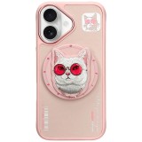 NIMMY case GLASSES COOL CAT compatible with MagSafe for IPHONE 16 pink