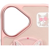 NIMMY case GLASSES COOL CAT compatible with MagSafe for IPHONE 16 pink