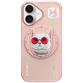Zadný kryt NIMMY case GLASSE COOL CAT compatible with MagSafe pre Apple iPhone 16, ružová
