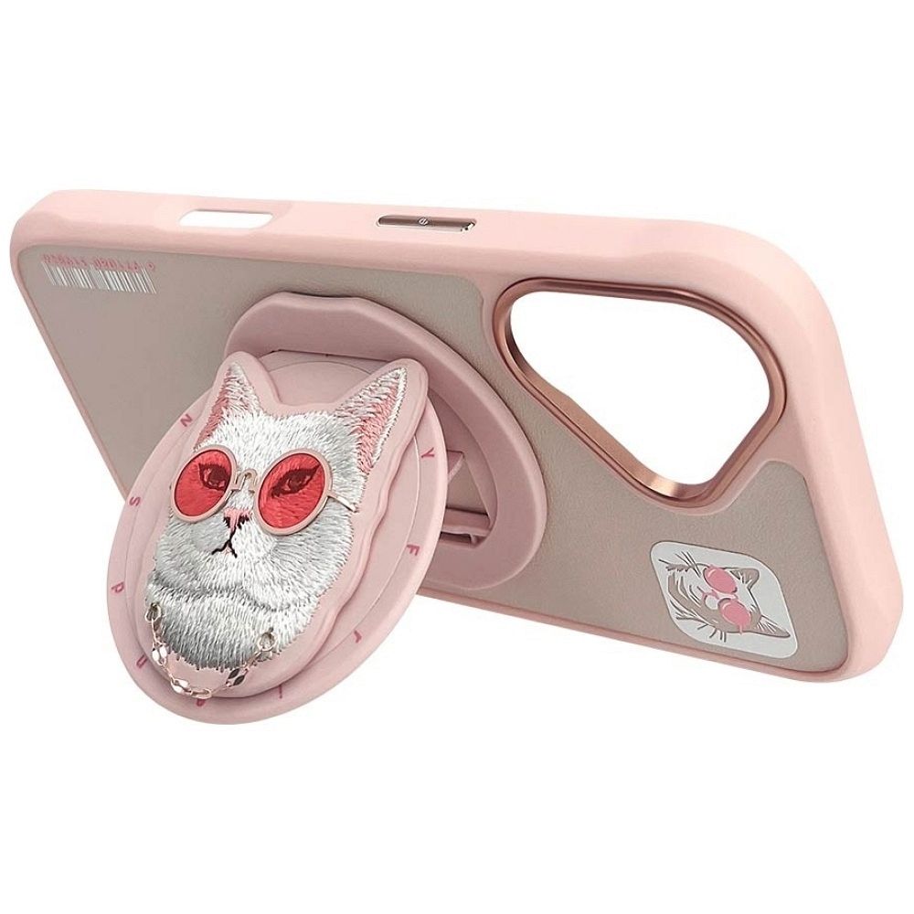 NIMMY case GLASSES COOL CAT compatible with MagSafe for IPHONE 16 pink