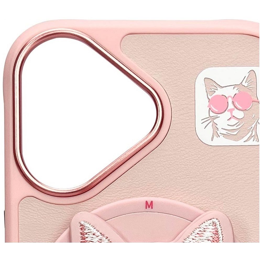 NIMMY case GLASSES COOL CAT compatible with MagSafe for IPHONE 16 pink