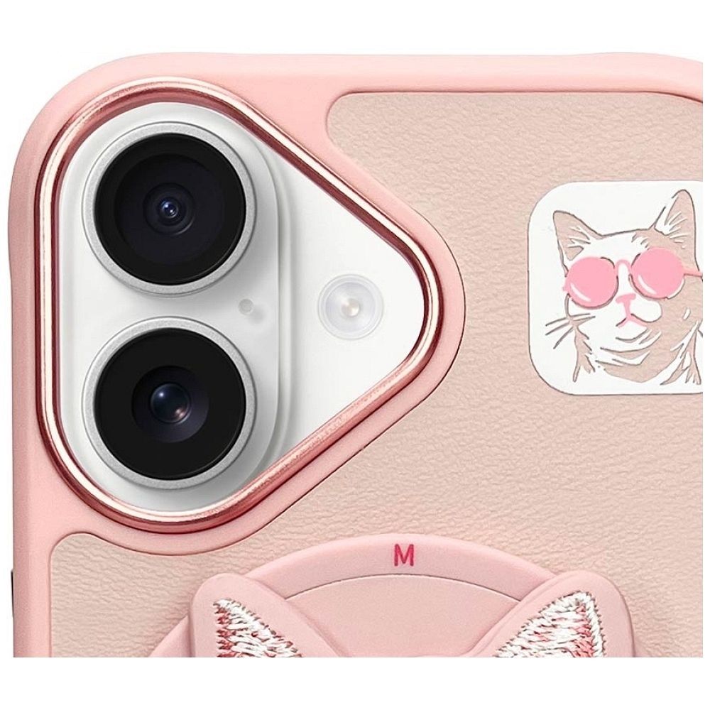 NIMMY case GLASSES COOL CAT compatible with MagSafe for IPHONE 16 pink