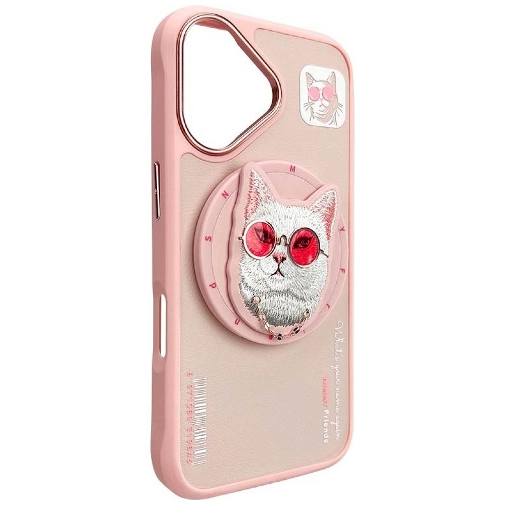 NIMMY case GLASSES COOL CAT compatible with MagSafe for IPHONE 16 pink