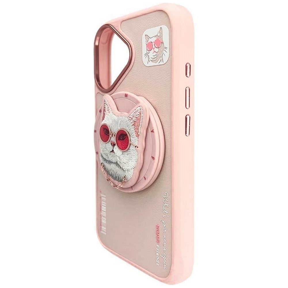 NIMMY case GLASSES COOL CAT compatible with MagSafe for IPHONE 16 pink