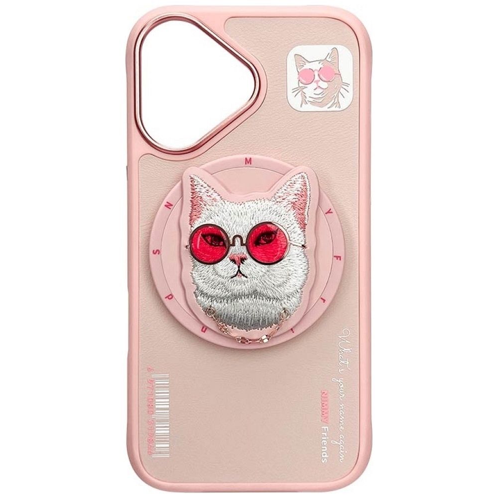 NIMMY case GLASSES COOL CAT compatible with MagSafe for IPHONE 16 pink