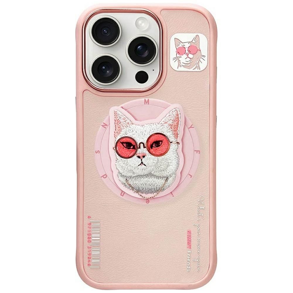 NIMMY case GLASSES COOL CAT compatible with MagSafe for IPHONE 16 Pro pink