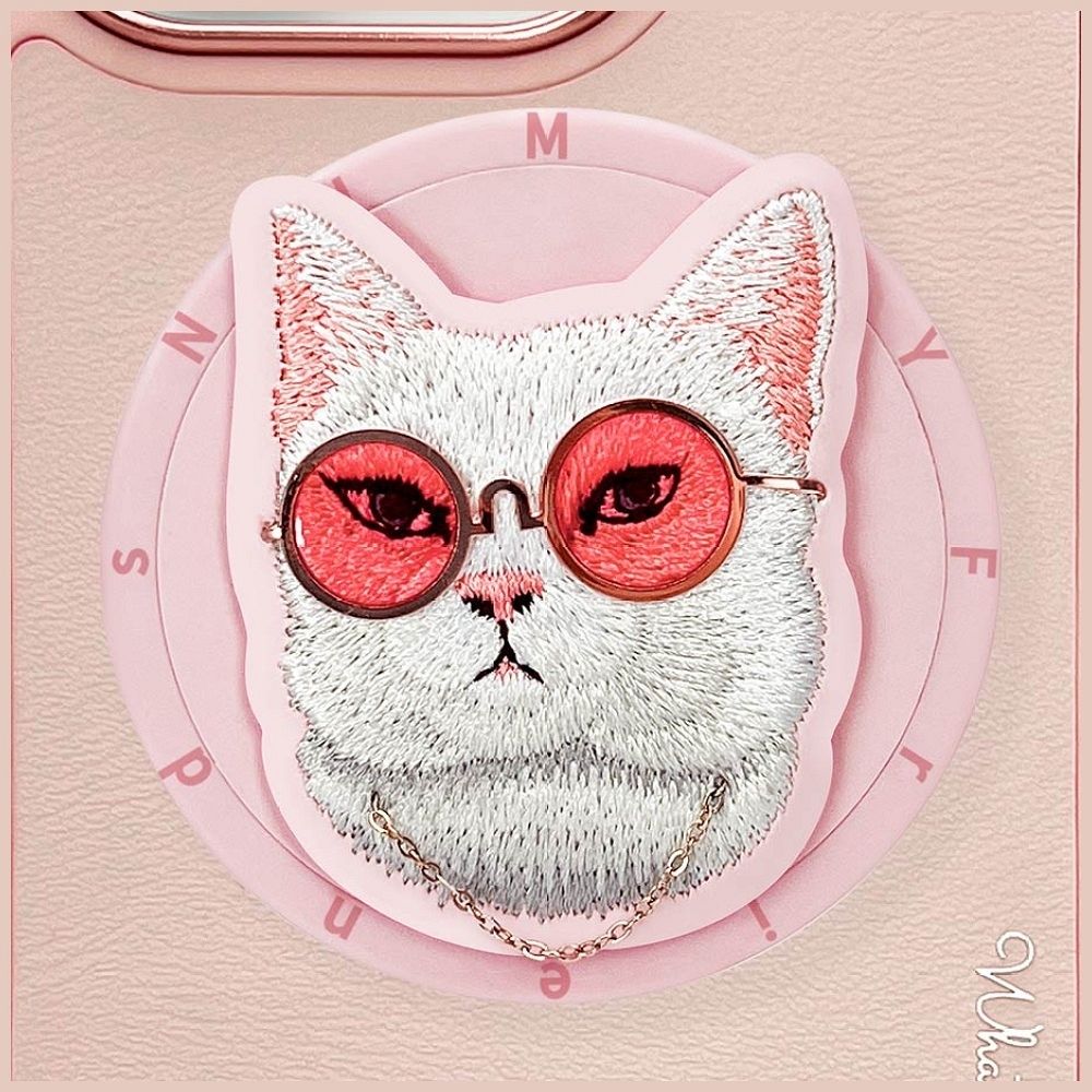 NIMMY case GLASSES COOL CAT compatible with MagSafe for IPHONE 16 Pro pink