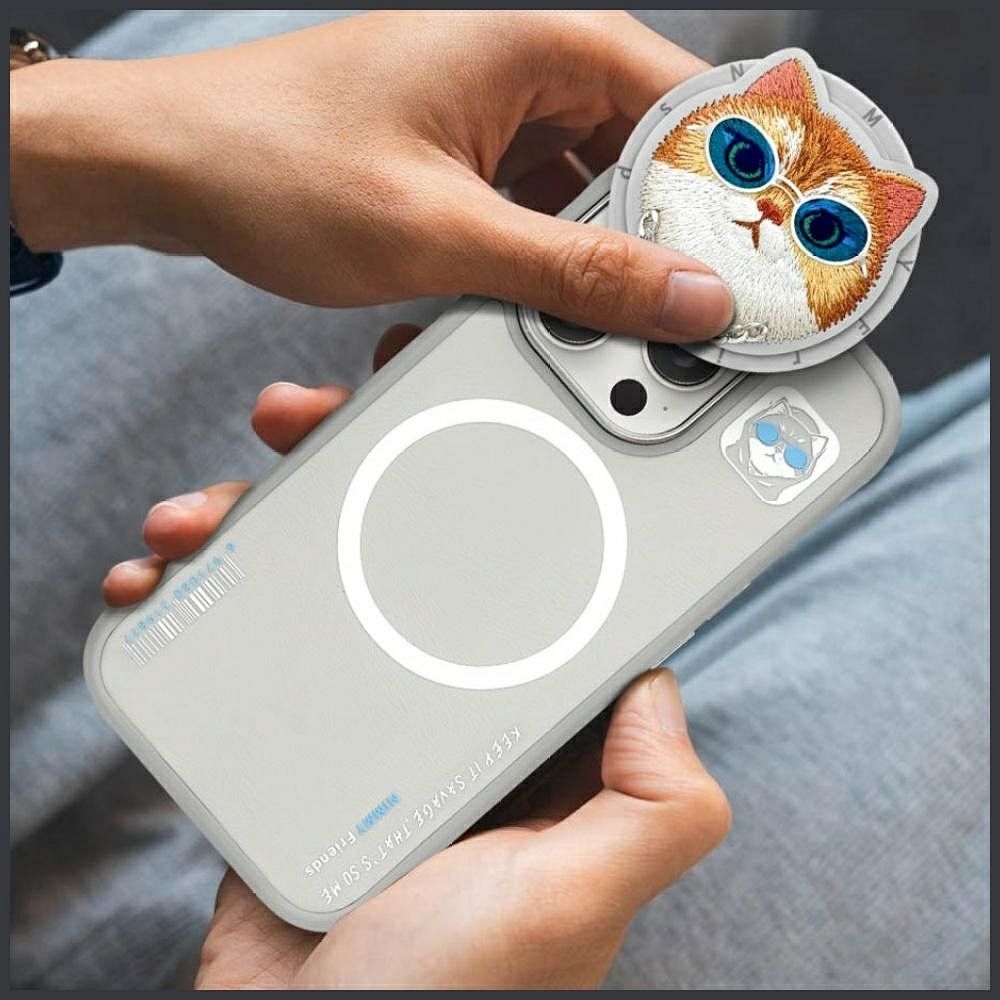 NIMMY case GLASSES COOL CAT compatible with MagSafe for IPHONE 16 Pro gray