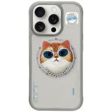 NIMMY case GLASSES COOL CAT compatible with MagSafe for IPHONE 16 Pro Max gray