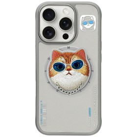 Zadný kryt NIMMY case GLASSE COOL CAT compatible with MagSafe pre Apple iPhone 16 Pro Max, šedá